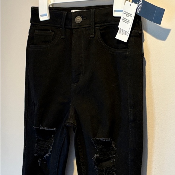 Hollister Curvy High Rise Super Skinny 00R Tipped Black Jeans - Picture 10 of 16